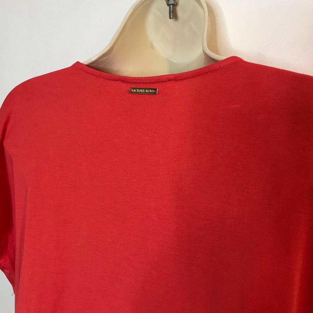 Michael Kors Orange Chiffon Ruffle T-shirt Blouse Medium M - Picture 5 of 10